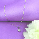 Silver Clasp Solitaire Pendant with Link Chain