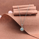 Silver Evil Eye Pendant with Link Chain