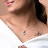 Silver Evil Eye Pendant with Link Chain