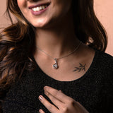 Silver Dangling Solitaire Pendant with Link Chain