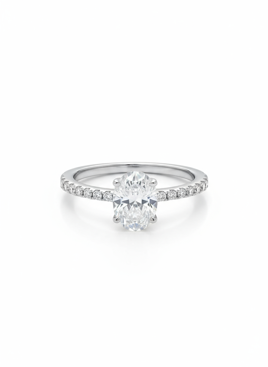 Diamond ring with a white background