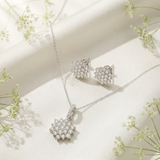 925 Sterling Silver Floral Pendant Necklace Set