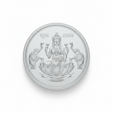 Silver coin with engraved design on a white background