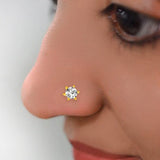 Golden Solitaire Clove Nose Ring