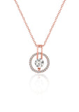 Rose Gold Solitaire Halo Pendant with Link Chain
