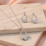 Elegant Silver Rainbow Flower Pendant set