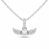 925 Silver Flying Heart Pendant Set