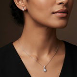 925 Sterling Silver Floral Pendant Necklace Set