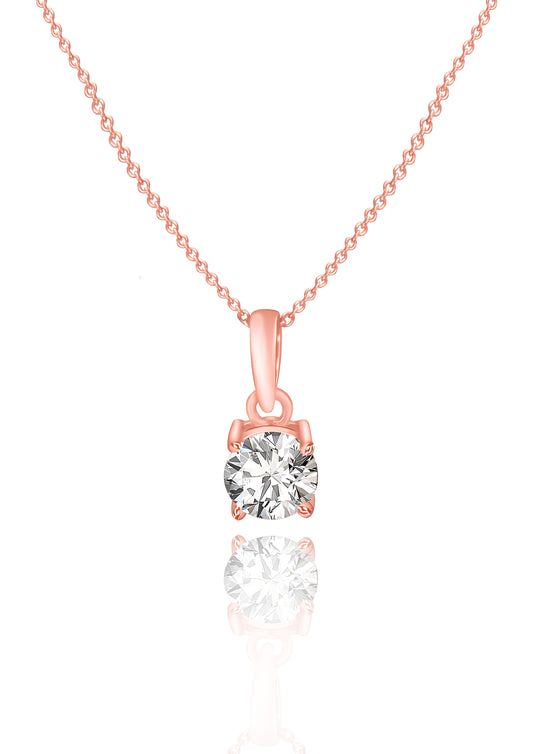Rose Gold Classic Zircon Pendant with Link Chain 2480