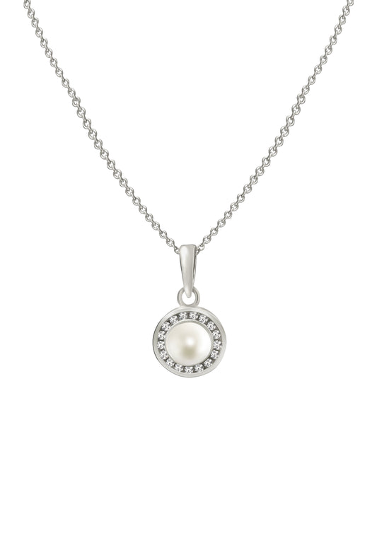 Silver Pearl Pendant with Link Chain 2480