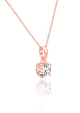 Rose Gold Classic Zircon Pendant with Link Chain