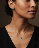 Silver Sea Green Pendant Set