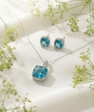 Silver Sea Green Pendant Set