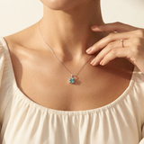 Silver Sea Green Pendant Set