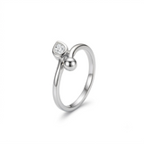 925 Sterling Silver Minimalist Pear Cut Solitaire Open Ring