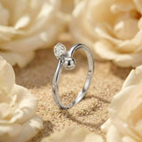 925 Sterling Silver Minimalist Pear Cut Solitaire Open Ring