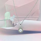 Silver Pearl Pendant with Link Chain