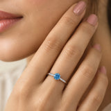 Blue Stone Silver Ring for Women